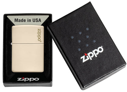 Classic Flat Sand Zippo Logo Lighter - Made in USA - Shop now at Mjoutdoorsgear UK