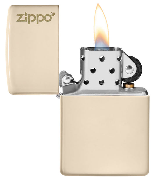 Classic Flat Sand Zippo Logo Lighter - Made in USA - Shop now at Mjoutdoorsgear UK