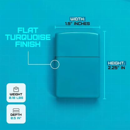 Zippo Classic Flat Turquoise Windproof Lighter – Made in USA - Shop now at Mjoutdoorsgear UK