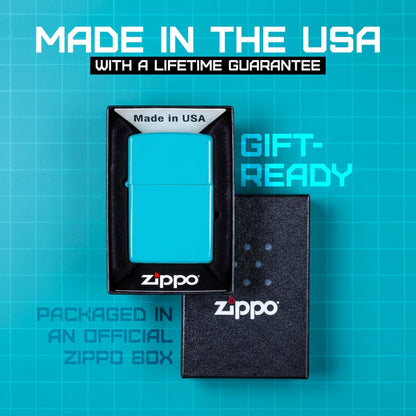 Zippo Classic Flat Turquoise Windproof Lighter – Made in USA - Shop now at Mjoutdoorsgear UK