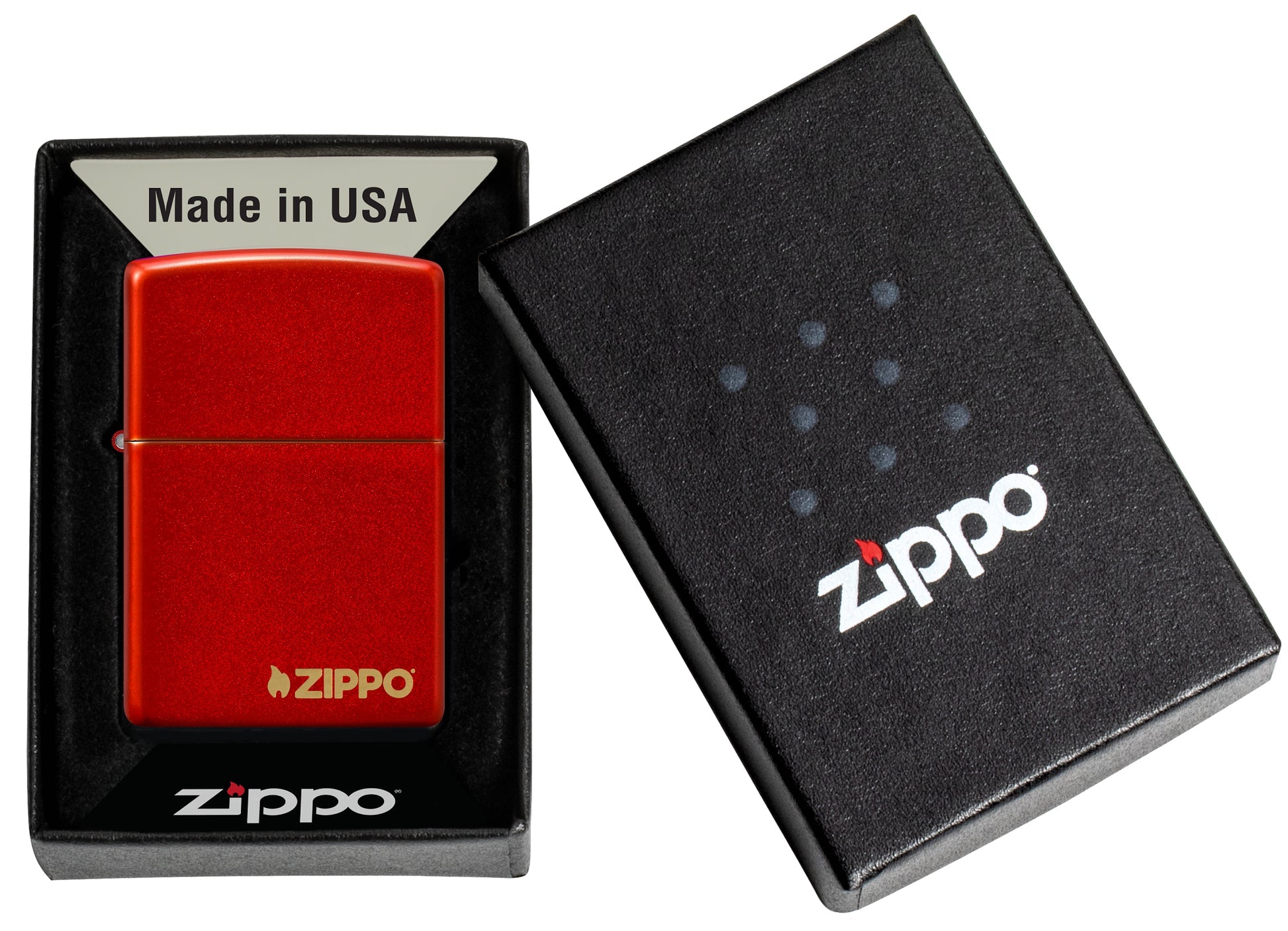 Zippo Classic Metallic Red Zippo Logo Windproof Lighter - Made in USA - Shop now at Mjoutdoorsgear UK