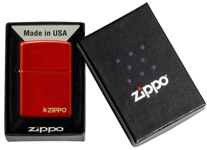 Zippo Classic Metallic Red Zippo Logo Windproof Lighter - Made in USA - Shop now at Mjoutdoorsgear UK