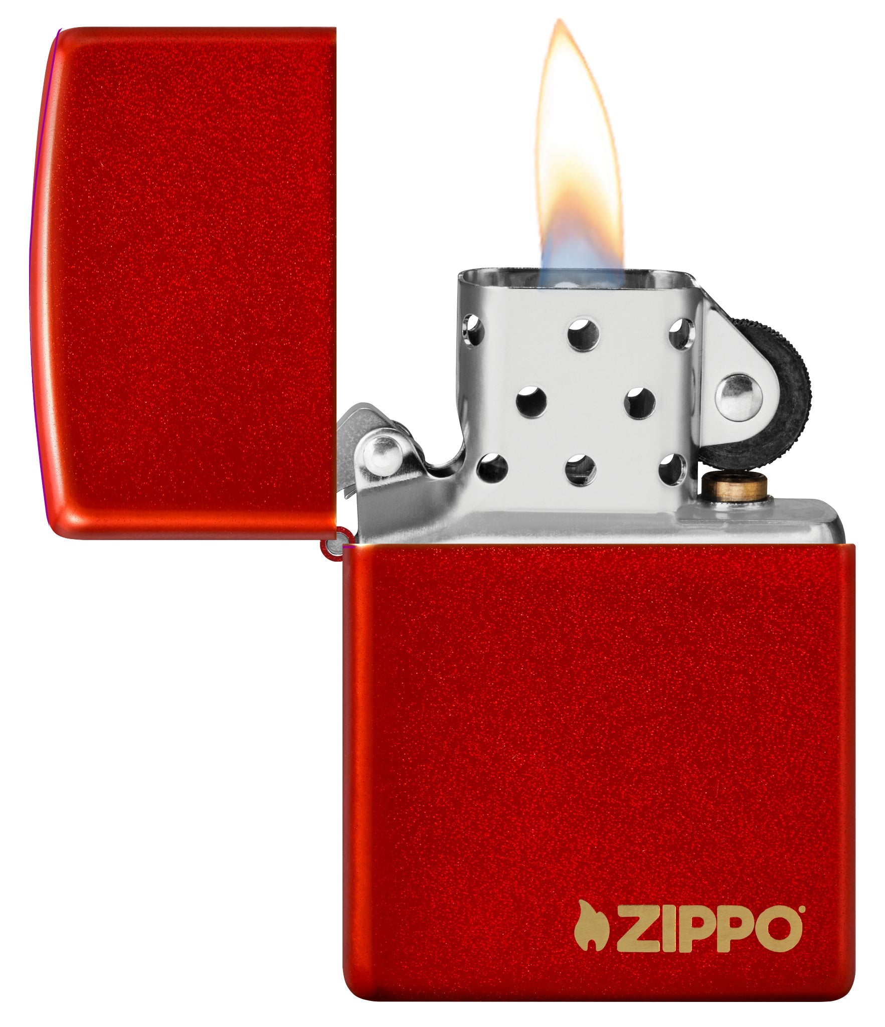 Zippo Classic Metallic Red Zippo Logo Windproof Lighter - Made in USA - Shop now at Mjoutdoorsgear UK