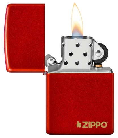 Zippo Classic Metallic Red Zippo Logo Windproof Lighter - Made in USA - Shop now at Mjoutdoorsgear UK