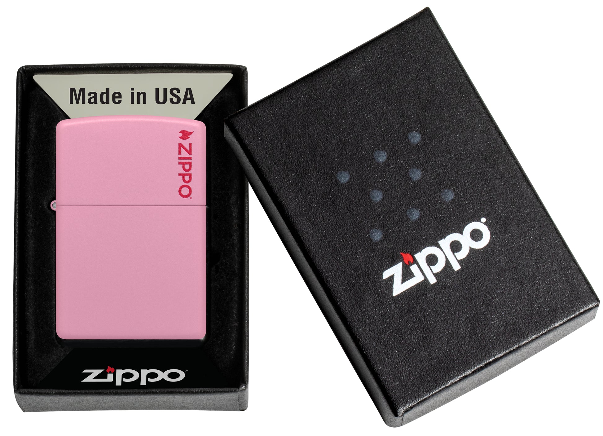 Zippo Classic Pink Matte Zippo Logo Windproof Lighter – Made in USA - Shop now at Mjoutdoorsgear UK