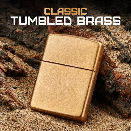 Zippo Classic Tumbled Brass Windproof Lighter – Made in USA - Shop now at Mjoutdoorsgear UK