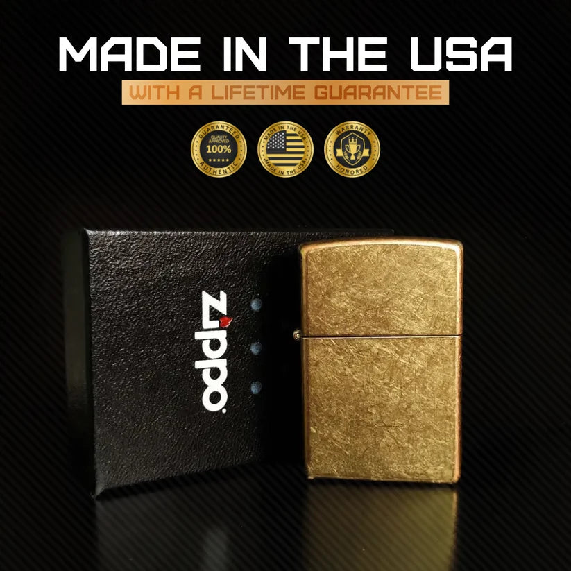Zippo Classic Tumbled Brass Windproof Lighter – Made in USA - Shop now at Mjoutdoorsgear UK