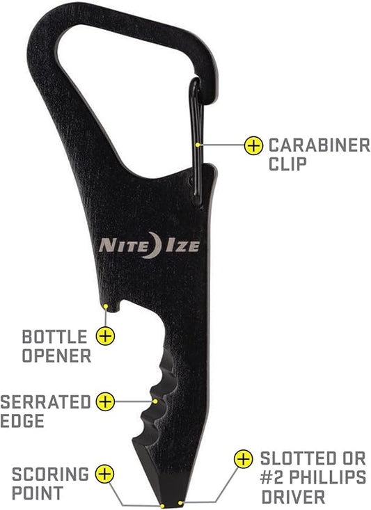 Nite Ize - Carabiner with Tool Set DoohicKey ClipKey Tool - Steel - Black