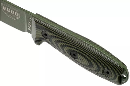 ESEE 3, OD Green Blade, OD Green/Black G-10 3D Handle, 1095 3PMOD-003

