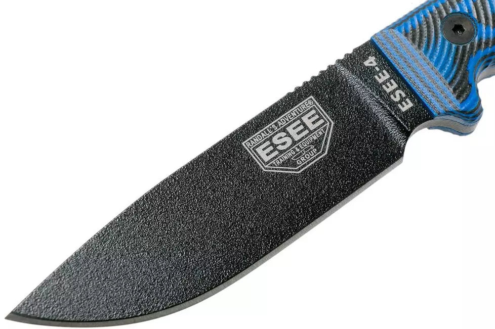 ESEE Knives ESEE 4 Fixed Blade Knife Blue/Black 3D G-10 (4.5" Black)
