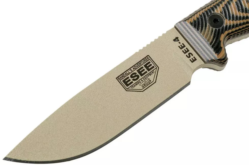 ESEE-4 3D Handle-Coyote Brown/Black G10 (4.50" Desert Tan 1095) ESEE-4PDT-005
