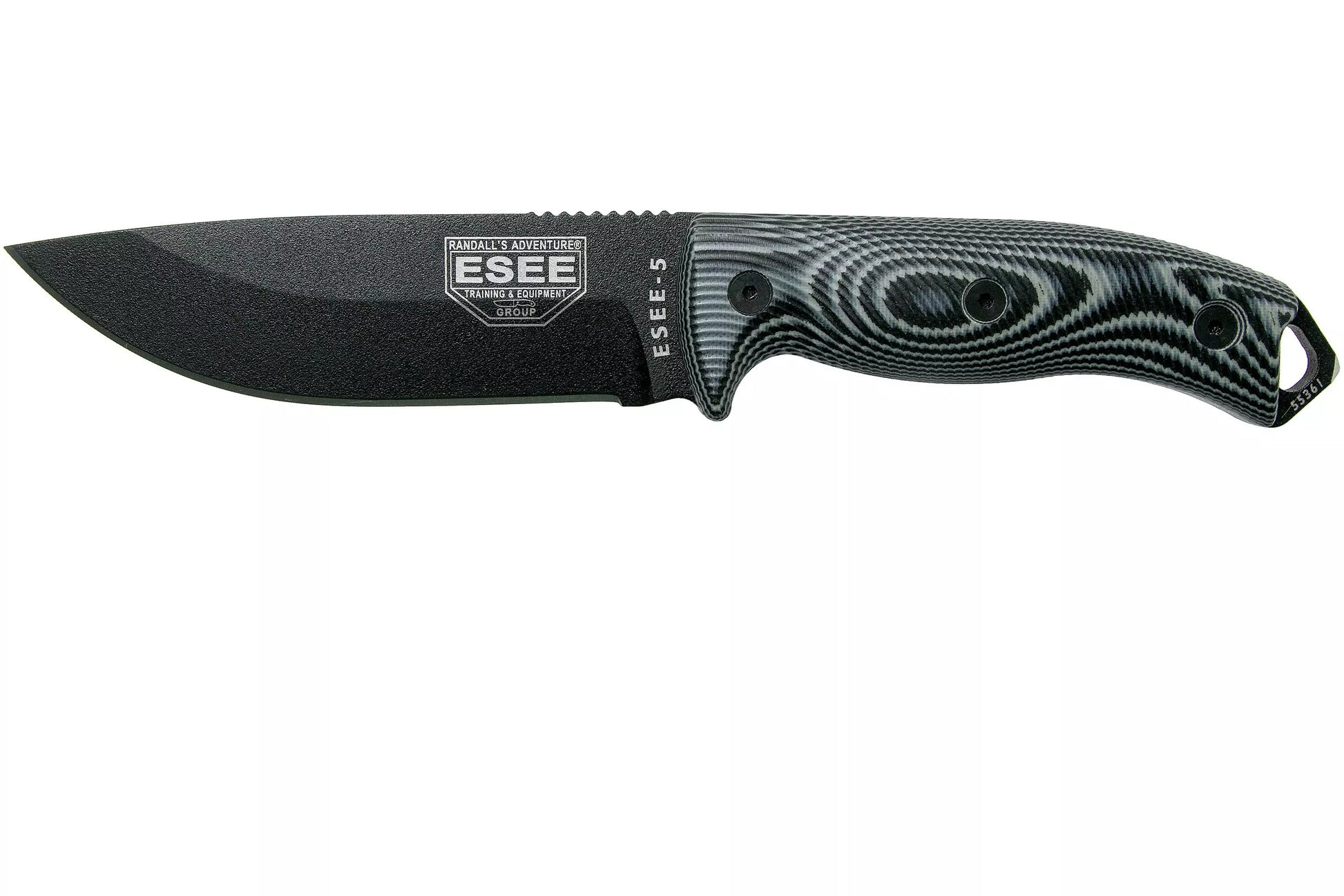 ESEE Model 5 Black Blade 3D Grey-Black G10 survival knife 5PB-002 kydex sheath + clip plate
