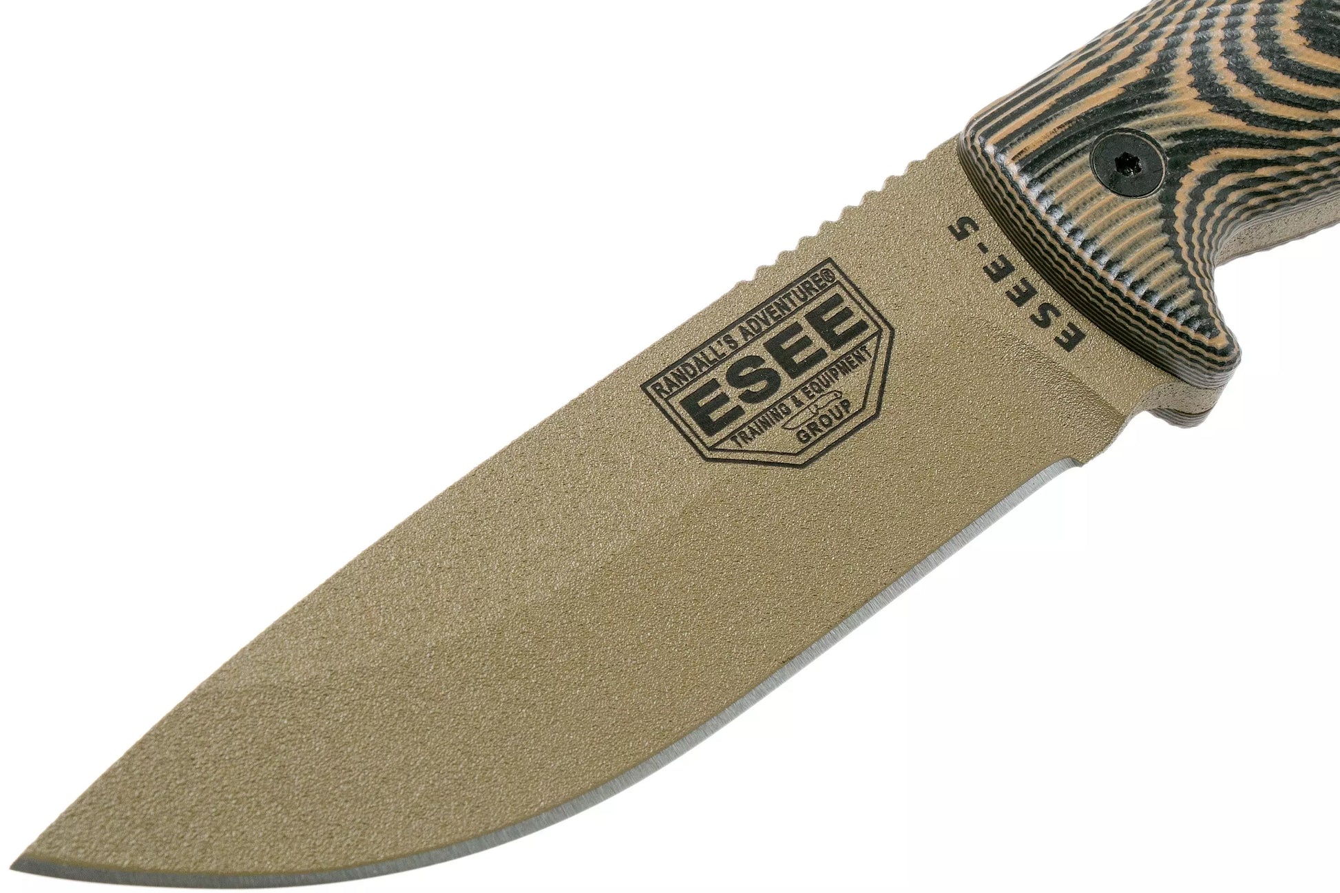ESEE Model 5 Dark Earth Blade 3D Coyote-Black G10 survival knife 5PDE-005 kydex sheath + clip plate
