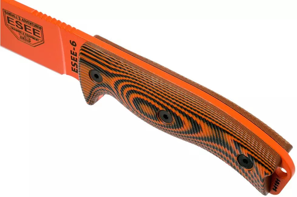 ESEE Model 6 Black/Orange G10 Powder Coated 1095HC Fixed Blade Knife 6POR-006
