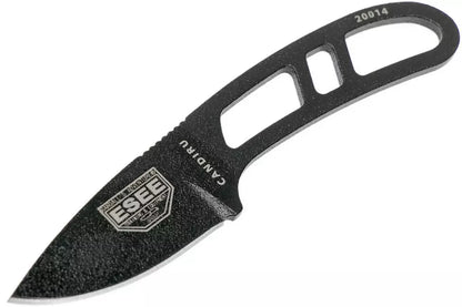 ESEE Candiru B, Fixed Blade Knife with Skeletized Handle, Black Molded Sheath & Mini Survival Kit - Black
