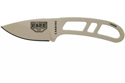 ESEE Candiru Desert Tan CAN-DT neck knife with black sheath + belt clip
