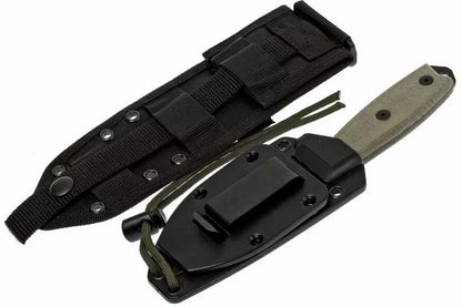 ESEE Knives ESEE-3MIL-S Knife Green Sheath & MOLLE Back (3.88" Black Serr)
