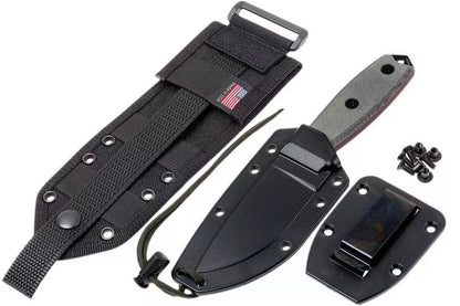 ESEE Model 3 black blade, grey handle 3P-MB-B with sheath + clip and MOLLE-back
