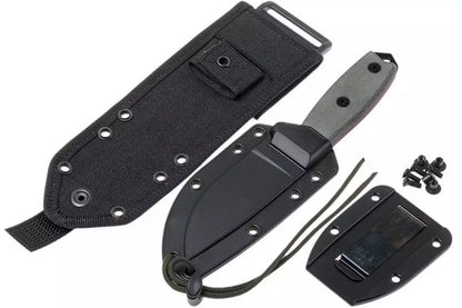 ESEE Model 3 black blade, grey handle 3P-MB-B with sheath + clip and MOLLE-back
