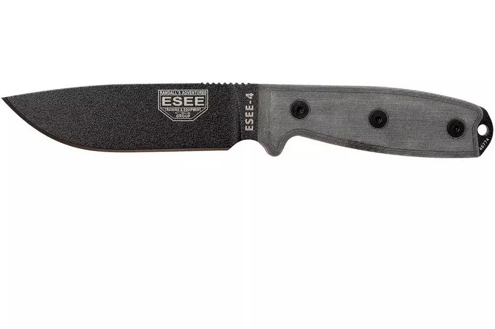 ESEE-4P-MB-B, Plain Edge (Black) w/Molle Back
