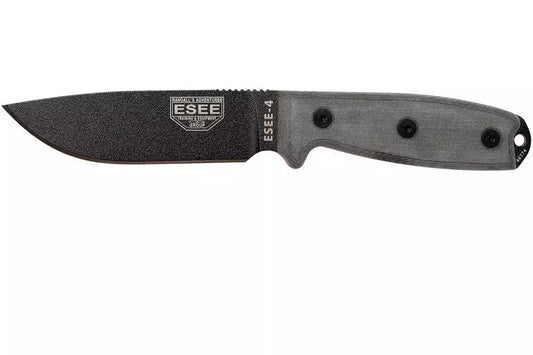 ESEE-4P-MB-B, Plain Edge (Black) w/Molle Back
