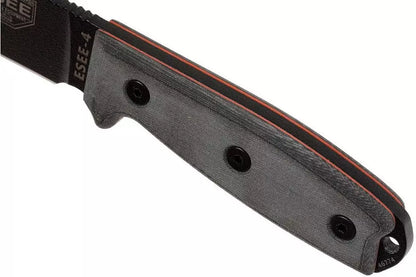 ESEE 4PMBB Model 4 Stainless Fixed Drop Point Blade Knife with Black Linen Micarta Handles
