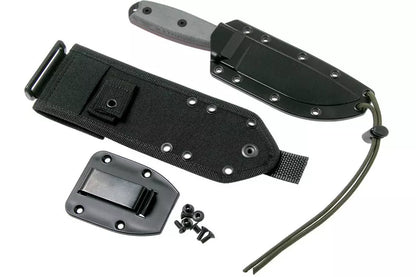 ESEE Model 4 serrated blade, grey handle 4S-MB-B with black sheath + clip and MOLLE-back
