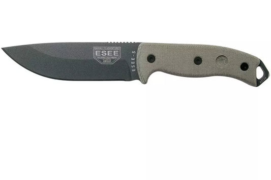 ESEE Model 5 Tactical Gunsmoke, desert tan handle 5P-TG with kydex sheath + belt clip
