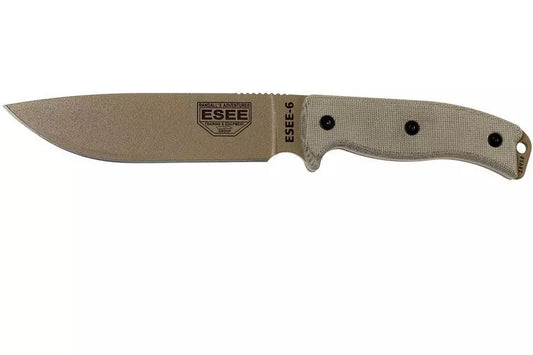 ESEE Model 6 Tactical Dark Earth Fixed Knife 5.75" Powder Coated 1095HC Steel 