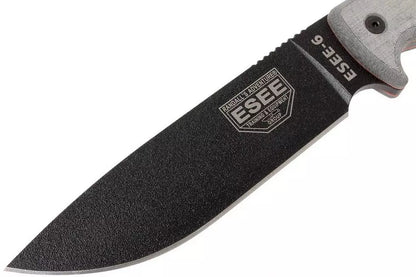 ESEE Knives Model 6 - 5.75" Black 1095HC Steel Blade Black Micarta Handle Black Sheath
