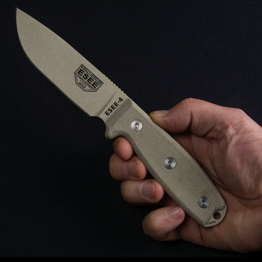 ESEE-4P-DT, Plain Edge (Desert Tan)
