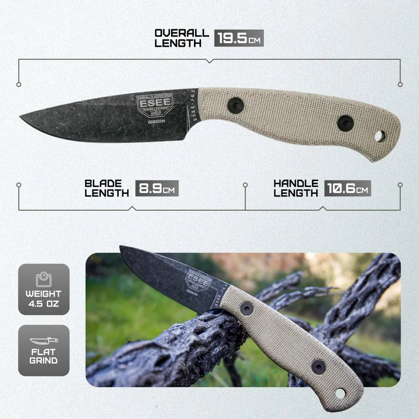 ESEE Camp Lore James Gibson ESJG3BO survival knife UK