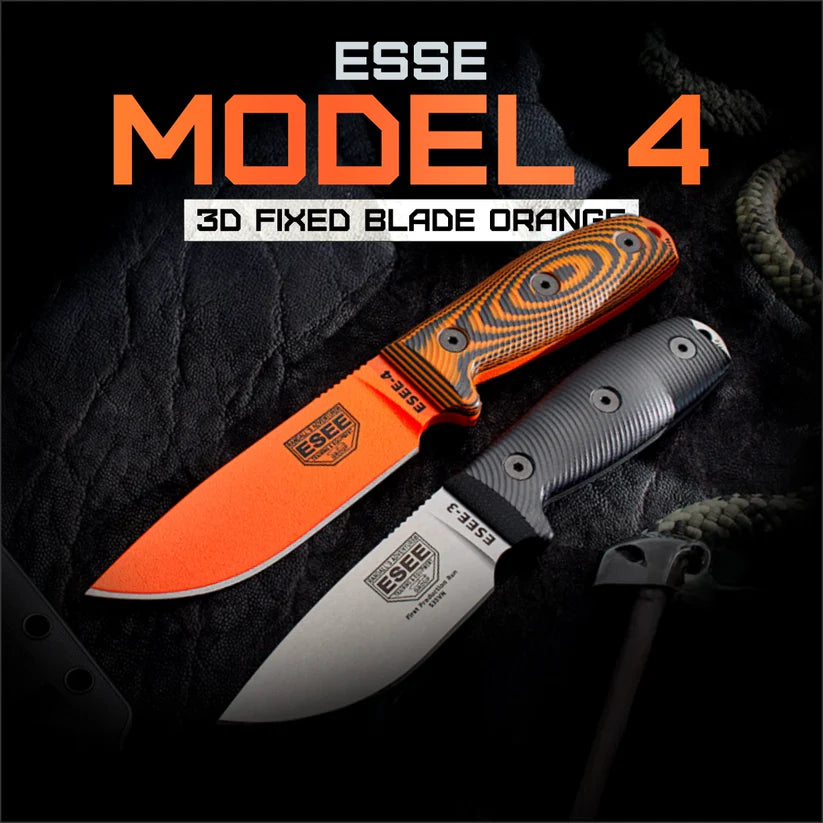 ESEE Model 4 3D Fixed Blade Knife Orange 4POR-006