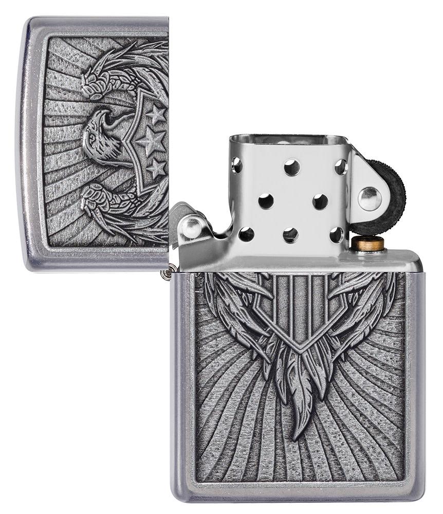 Eagle Shield Emblem Design Street Chrome™Windproof Lighter – Zippo Lighters UK - Shop now at Mjoutdoorsgear UK