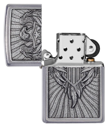Eagle Shield Emblem Design Street Chrome™Windproof Lighter – Zippo Lighters UK - Shop now at Mjoutdoorsgear UK