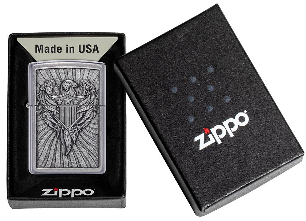 Eagle Shield Emblem Design Street Chrome™Windproof Lighter – Zippo Lighters UK - Shop now at Mjoutdoorsgear UK