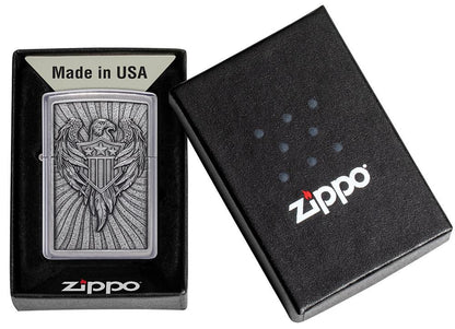 Eagle Shield Emblem Design Street Chrome™Windproof Lighter – Zippo Lighters UK - Shop now at Mjoutdoorsgear UK