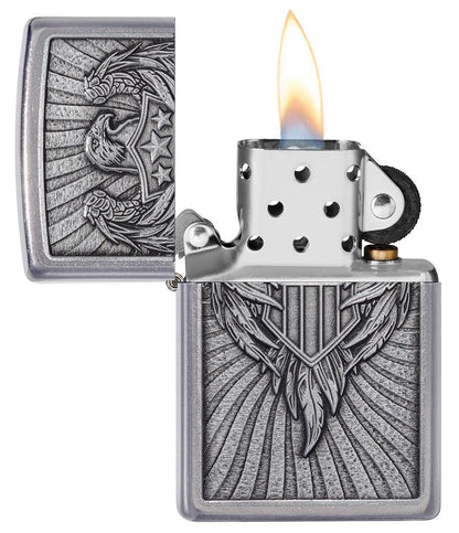 Eagle Shield Emblem Design Street Chrome™Windproof Lighter – Zippo Lighters UK - Shop now at Mjoutdoorsgear UK