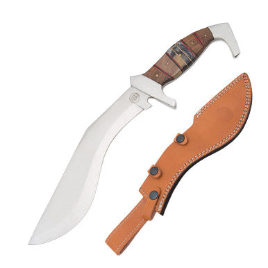 Frost CW650DW Red River Bowie Satin Fixed Blade Knife Brownwood Handles
