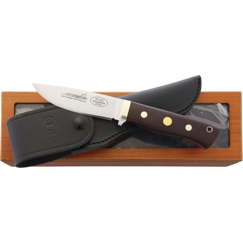 Fällkniven F1L3GMM F1 Jas Next Generation Fixed Blade Knife – 3G Steel, Maroon Micarta Handle