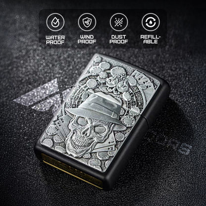 Zippo Windproof Lighter with Gambling Skull Design