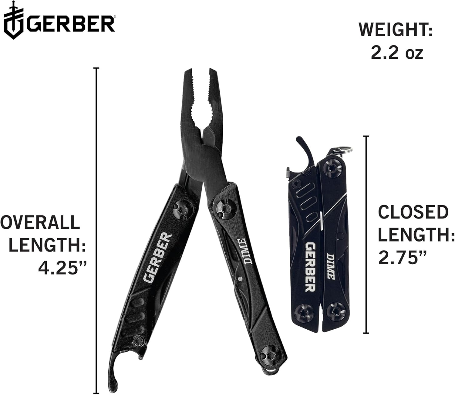Gerber Gear Dime 12-in-1 Mini EDC Multitool - Needle Nose Pliers, Pocket Knife, Keychain, Bottle Opener - EDC Gear and Equipment - Green
