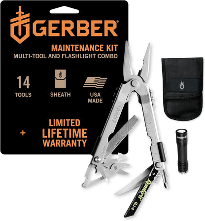 Gerber Gear MP600 Maintenance Kit - Includes Multi-Plier 600, Firecracker Flashlight & Ballistic Nylon Sheath - Premium Multitool & LED Flashlight