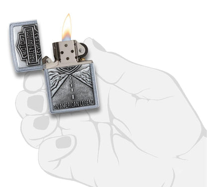 Zippo Harley-Davidson® Open Road Emblem Chrome Lighter
