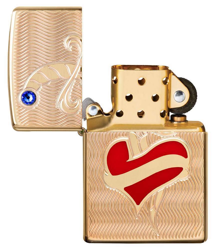 Heart and Sword Design High Polish Brass Windproof Lighter – Made in USA - Shop now at Mjoutdoorsgear UK
