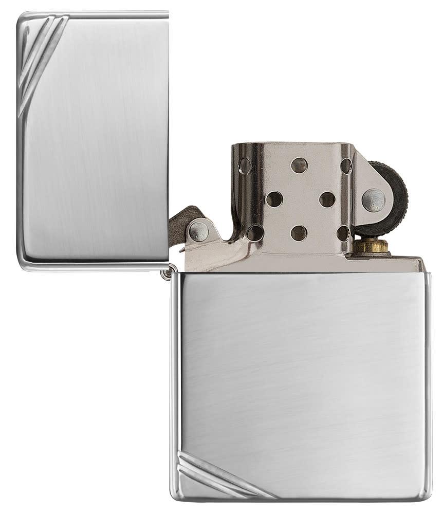 Zippo High Polish Chrome Vintage w/ Slashes Windproof Lighter