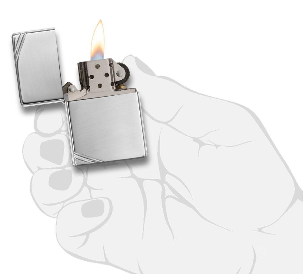 Zippo High Polish Chrome Vintage w/ Slashes Windproof Lighter
