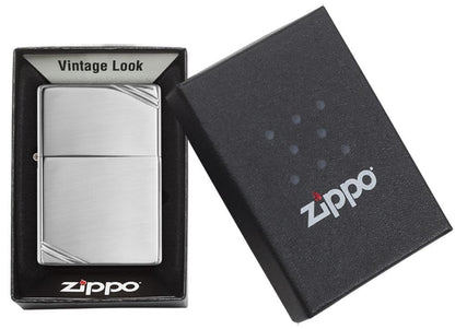 Zippo High Polish Chrome Vintage w/ Slashes Windproof Lighter