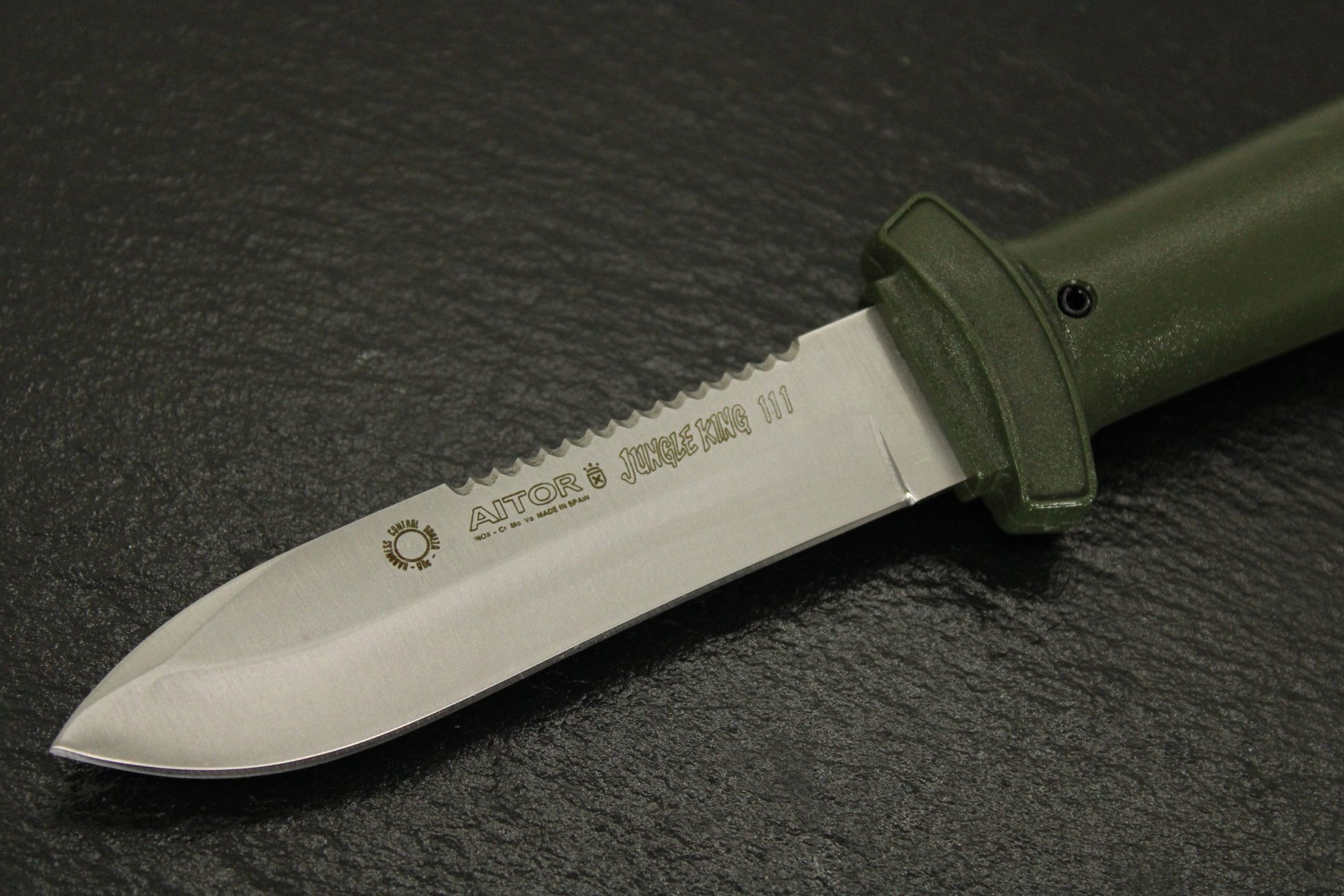 Aitor 16017 Jungle King III Fixed Blade Knife with OD Green Polymer Handle
