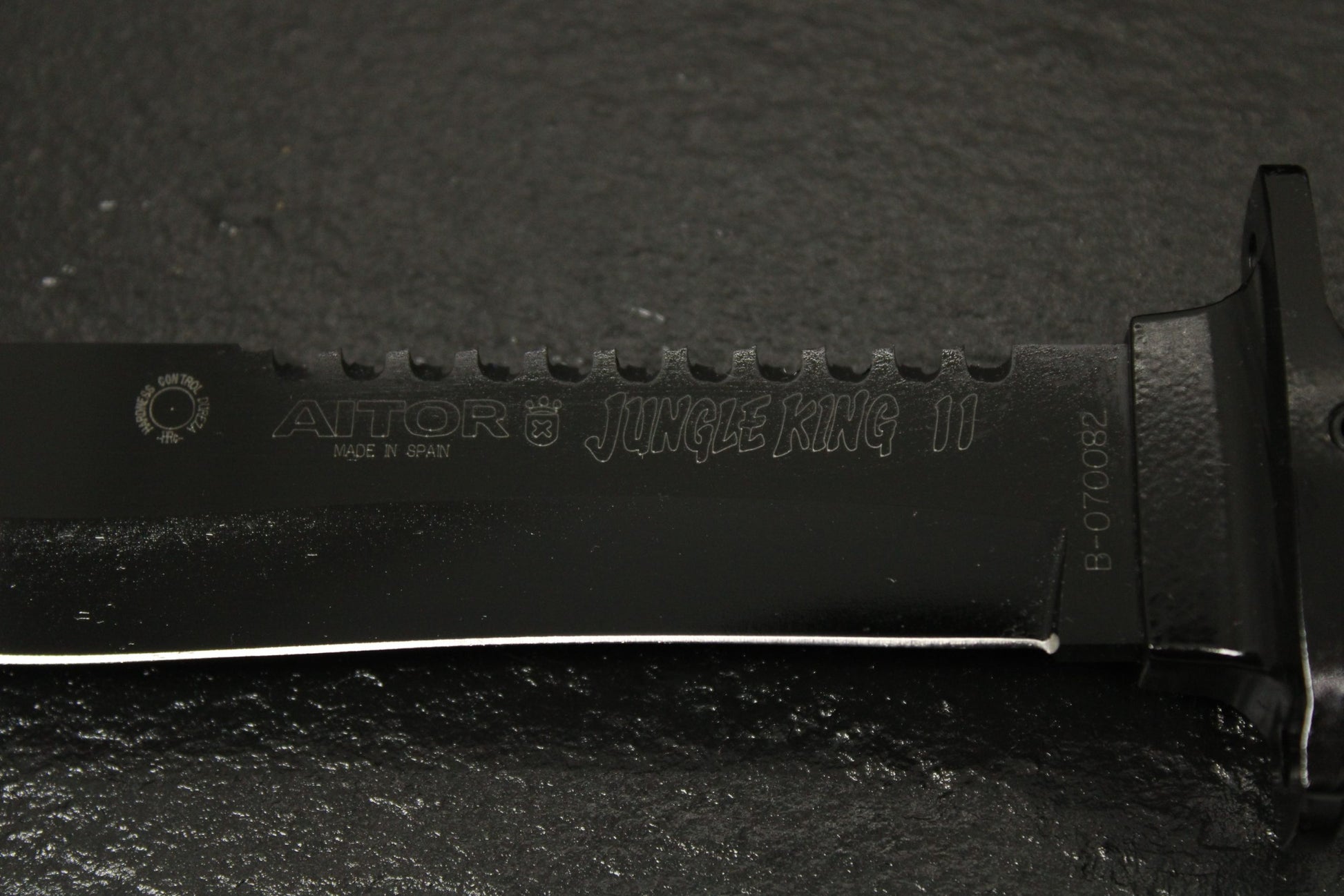 Aitor 16013 Jungle King II Fixed Black Powder Coated Blade Knife with Knurled Black Stainless Handle
